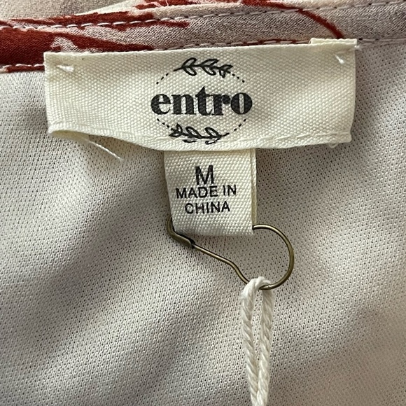 Entro nwt rust cream floral long sleeve dress - Picture 3 of 6